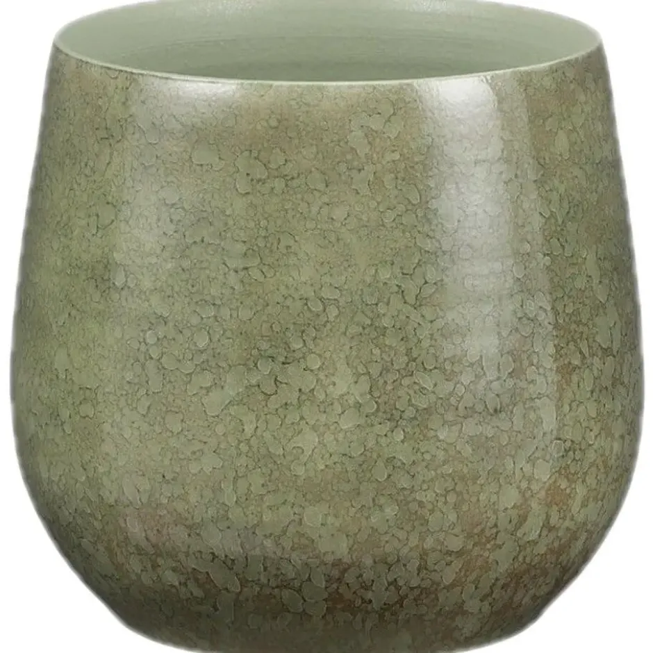 Mica Decorations Plantenpot - Terracotta - groen - 24 x 22 cm