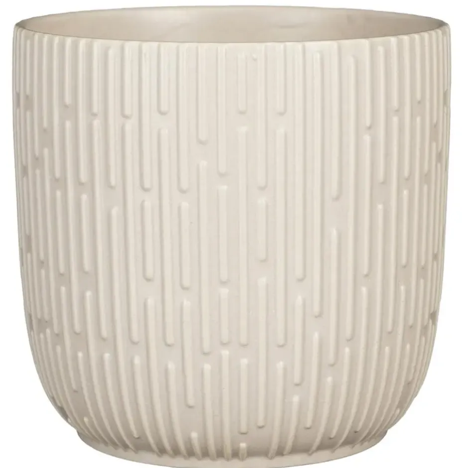 Mica Decorations Plantenpot - keramiek - mat wit - D19/H18 cm