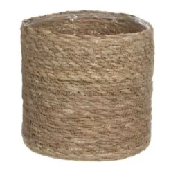 Mica Decorations Plantenpot - rotan - bruin - plantenmand - 18 x 18 cm