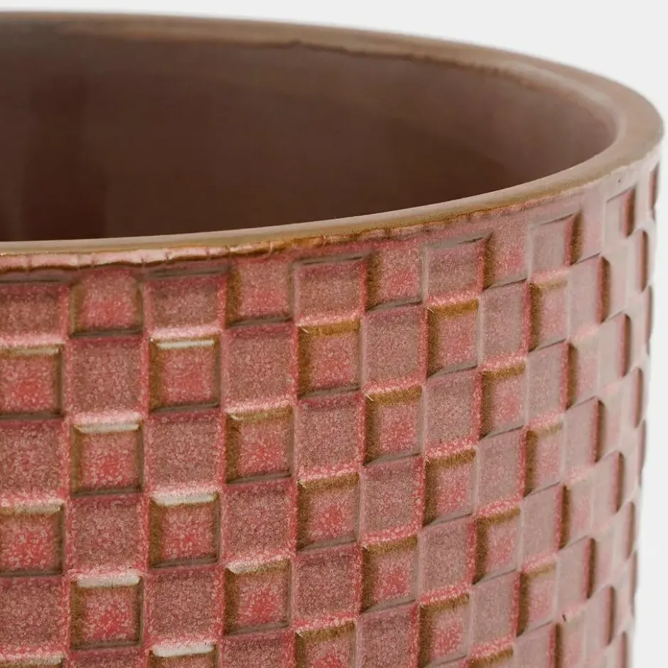Mica Decorations Plantenpot - keramiek - roze - 11 x 9 cm