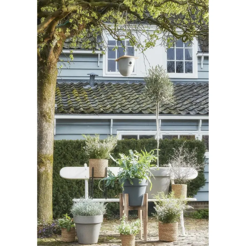 Mica Decorations Plantenpot - rotan - bruin - plantenmand - 20 x 20 cm