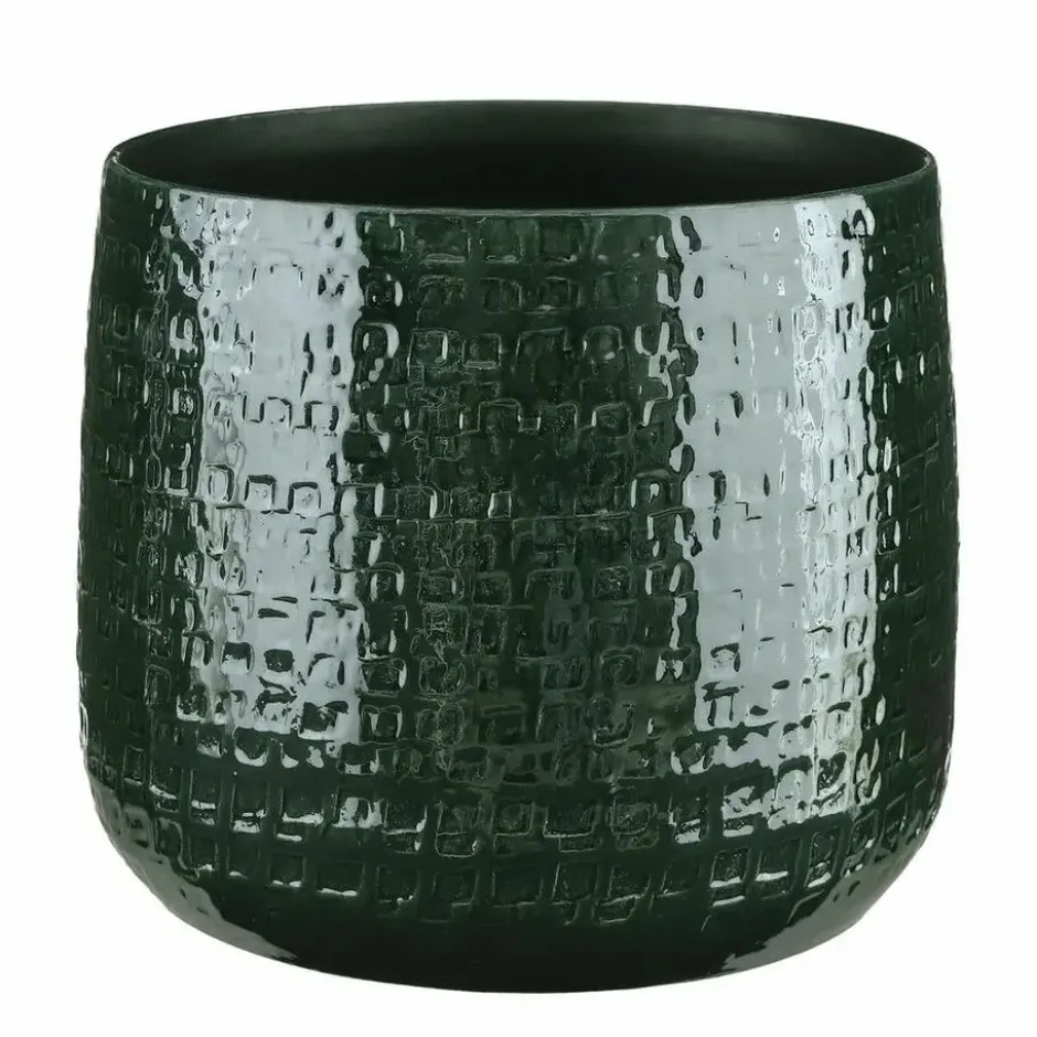 Mica Decorations Plantenpot - keramiek - groen - 28 x 23 cm