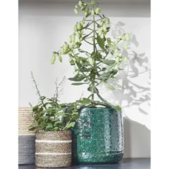 Mica Decorations Plantenpot - keramiek - groen - 28 x 23 cm