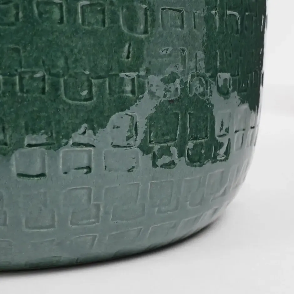 Mica Decorations Plantenpot - keramiek - groen - 28 x 23 cm