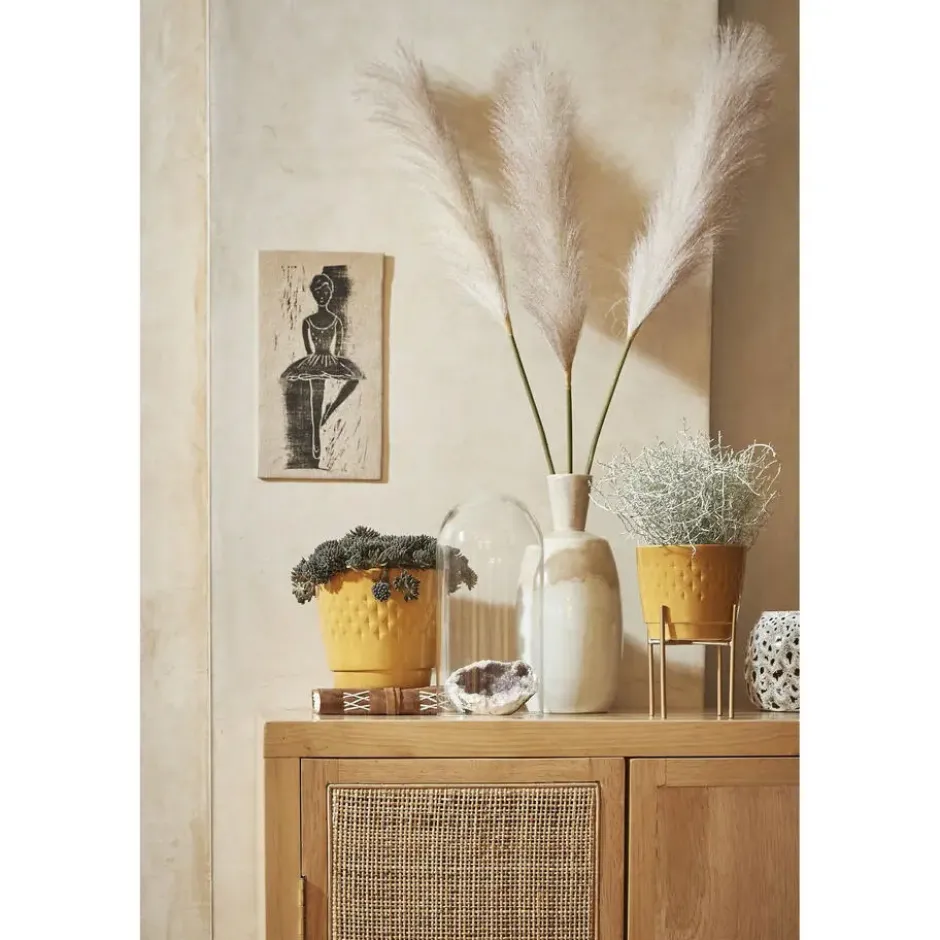 Mica Decorations pluimgras kunst steel/tak - wit - 104 cm