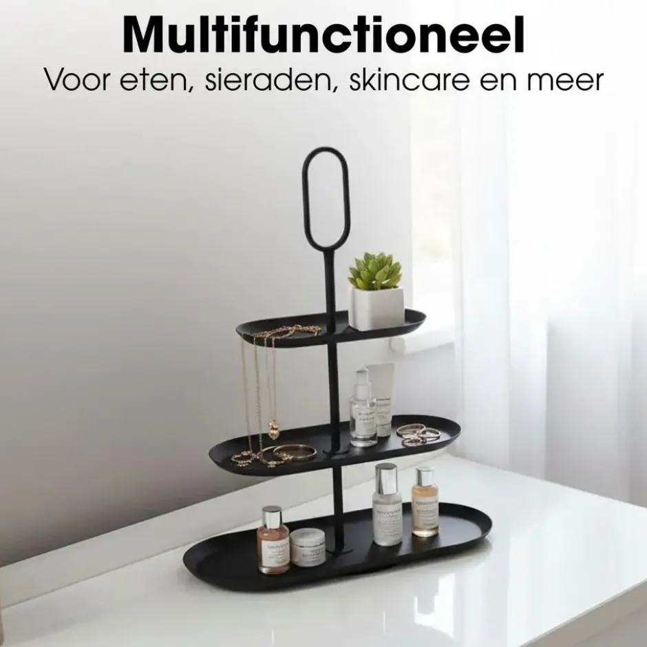 Mica Decorations Rama Etagere 3 Laags - L48 x B20 x H55 cm - Zwart