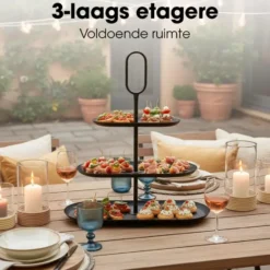 Mica Decorations Rama Etagere 3 Laags - L48 x B20 x H55 cm - Zwart