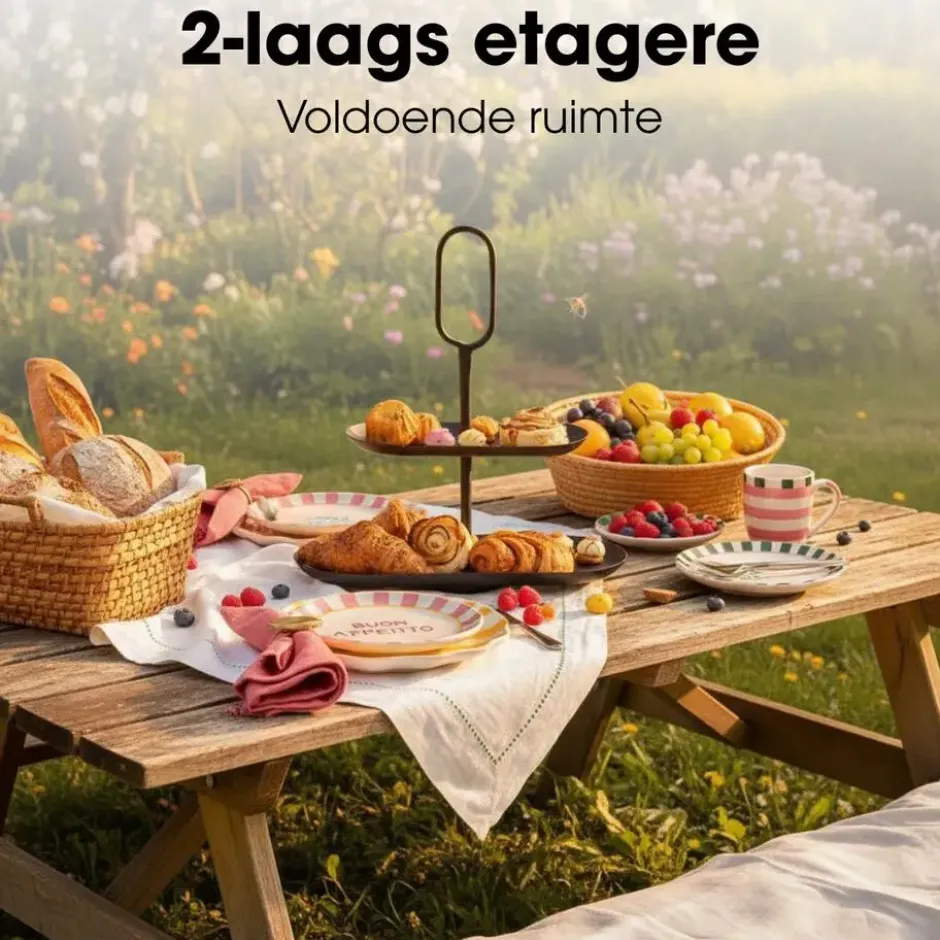 Mica Decorations Rama Etagere 2 Laags - L38 x B17 x H37 cm - Metaal
