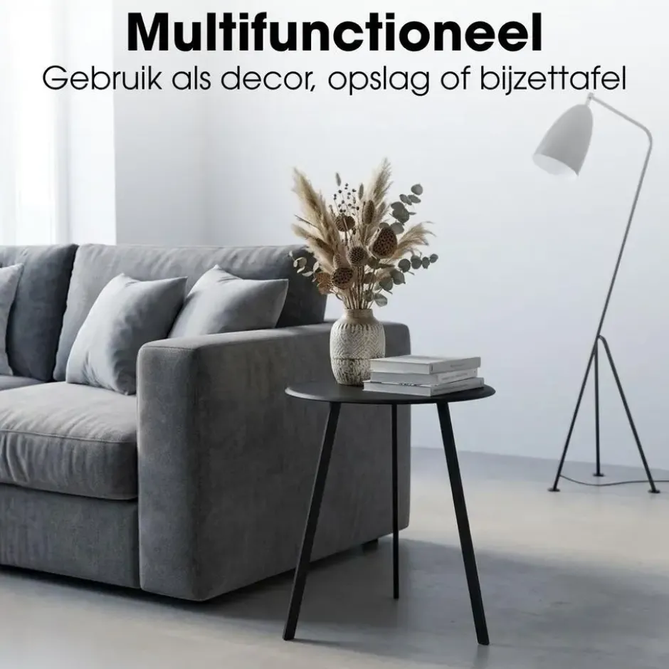 Mica Decorations Seatle Bijzettafel Zwart - h45xd38cm