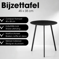 Mica Decorations Seatle Bijzettafel Zwart - h45xd38cm
