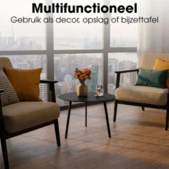 Mica Decorations Seatle Bijzettafel 30xd38cm Zwart