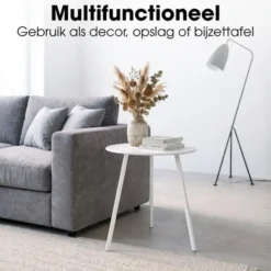 Mica Decorations Seatle bijzettafel wit - h45xd38cm