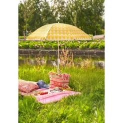 Mica Decorations Strandparasol - H180 x Ø160 cm - Geel