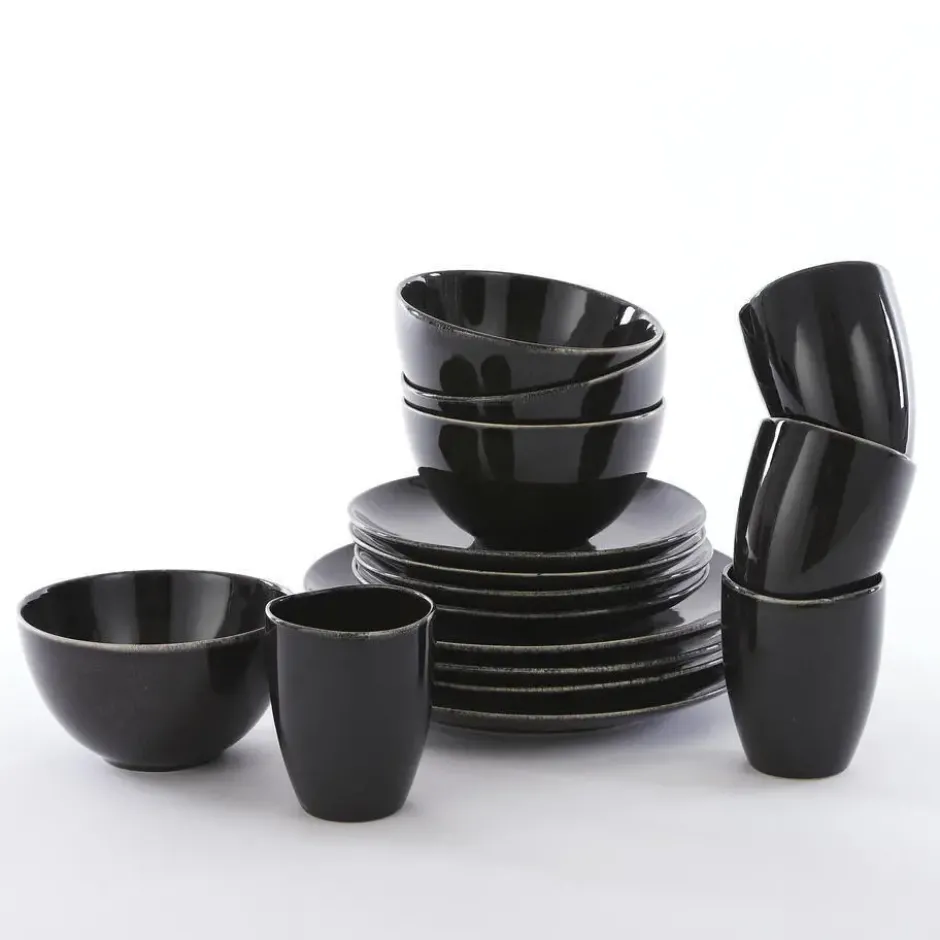 Mica Decorations Tabo Serviesset 4 persoons Keramiek Zwart
