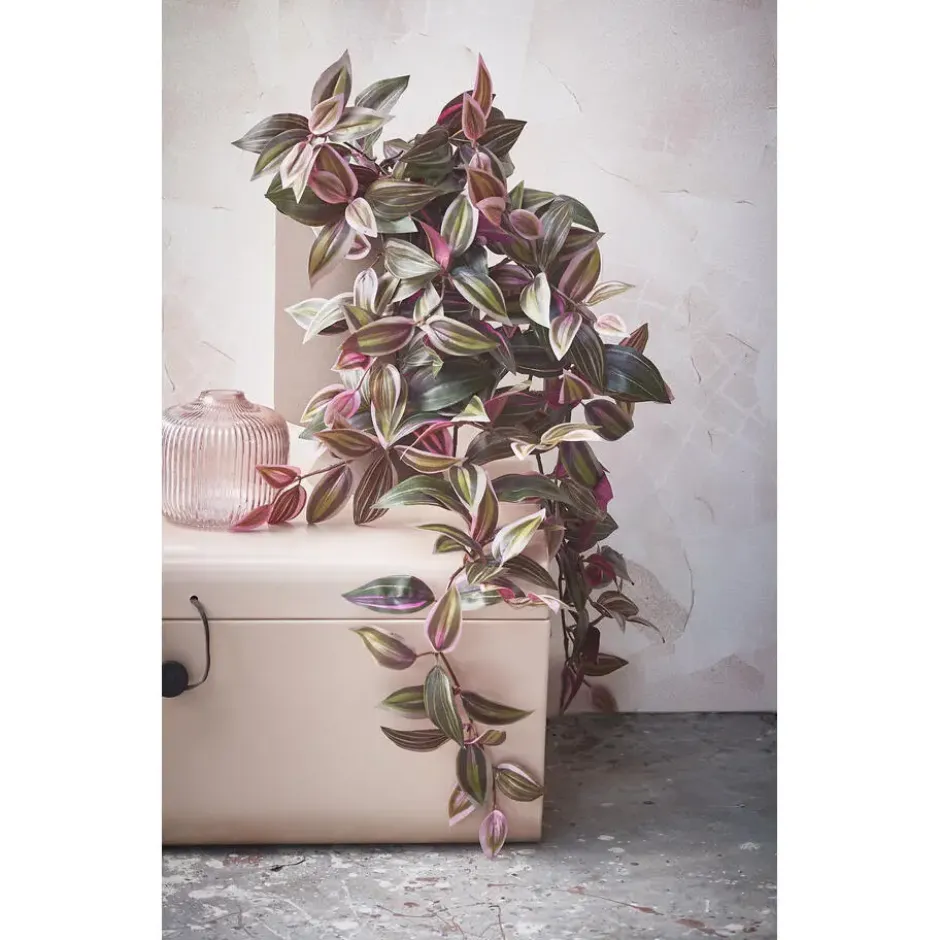 Mica Decorations Tradescantia Kunst Hangplant - H54 cm - Bordeaux