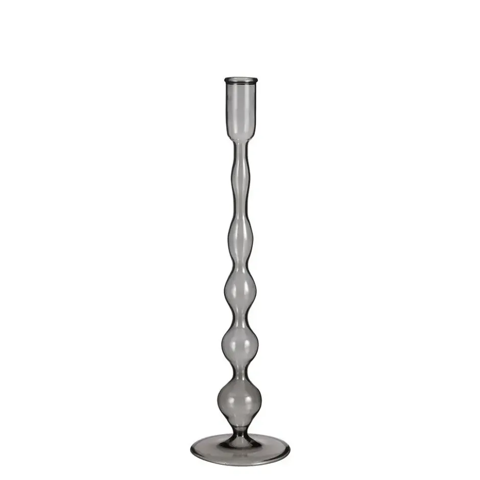 Mica Decorations Trent Kandelaar - H33 x Ø9 cm - Glas - Donkergrijs