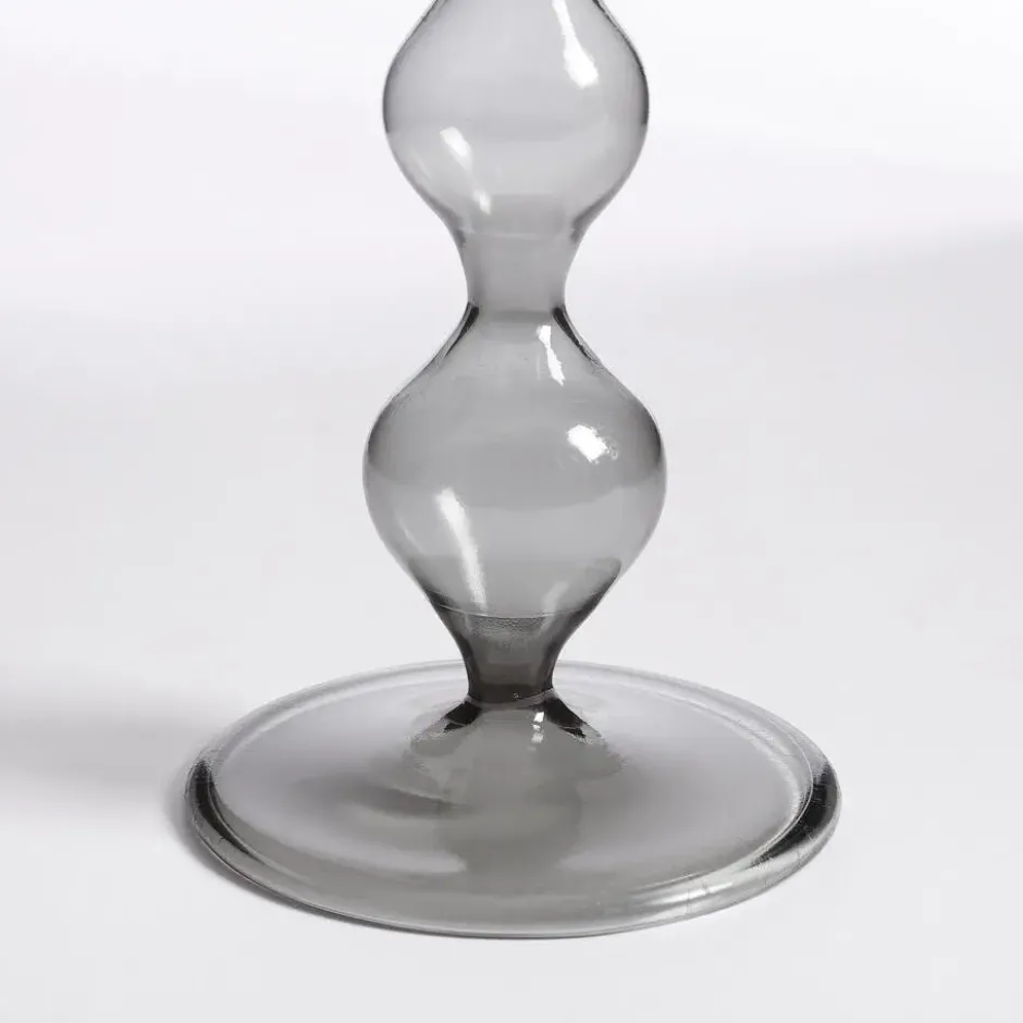Mica Decorations Trent Kandelaar - H33 x Ø9 cm - Glas - Donkergrijs