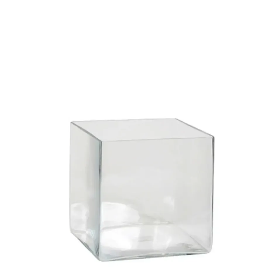 Mica Decorations Vaas - accubak - transparant - glas - 20 cm