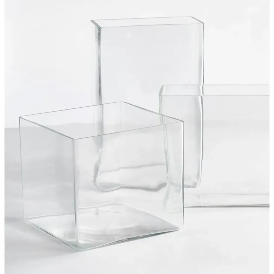 Mica Decorations Vaas - accubak - transparant - glas - 20 cm