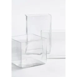 Mica Decorations Vaas - accubak - transparant - glas - 20 cm