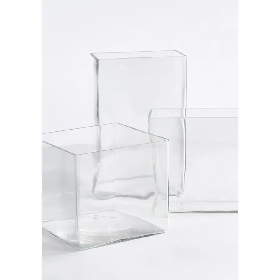 Mica Decorations Vaas - accubak - transparant - glas - 20 cm