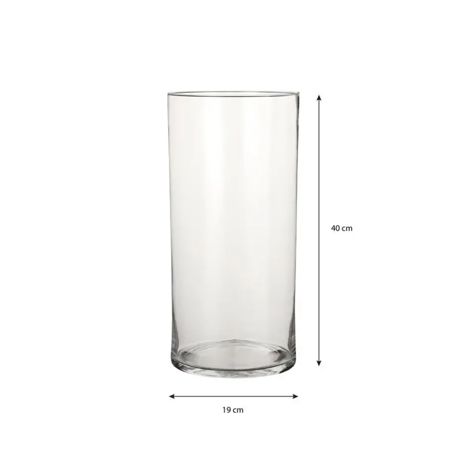 Mica Decorations Vaas - cilinder - helder - glas - 40 cm