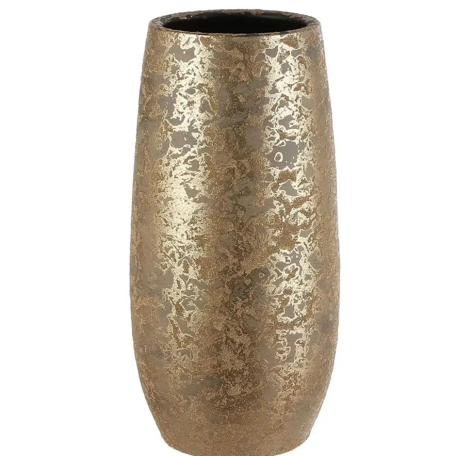 Mica Decorations Vaas - keramiek flakes motief goud - 17 x 35 cm