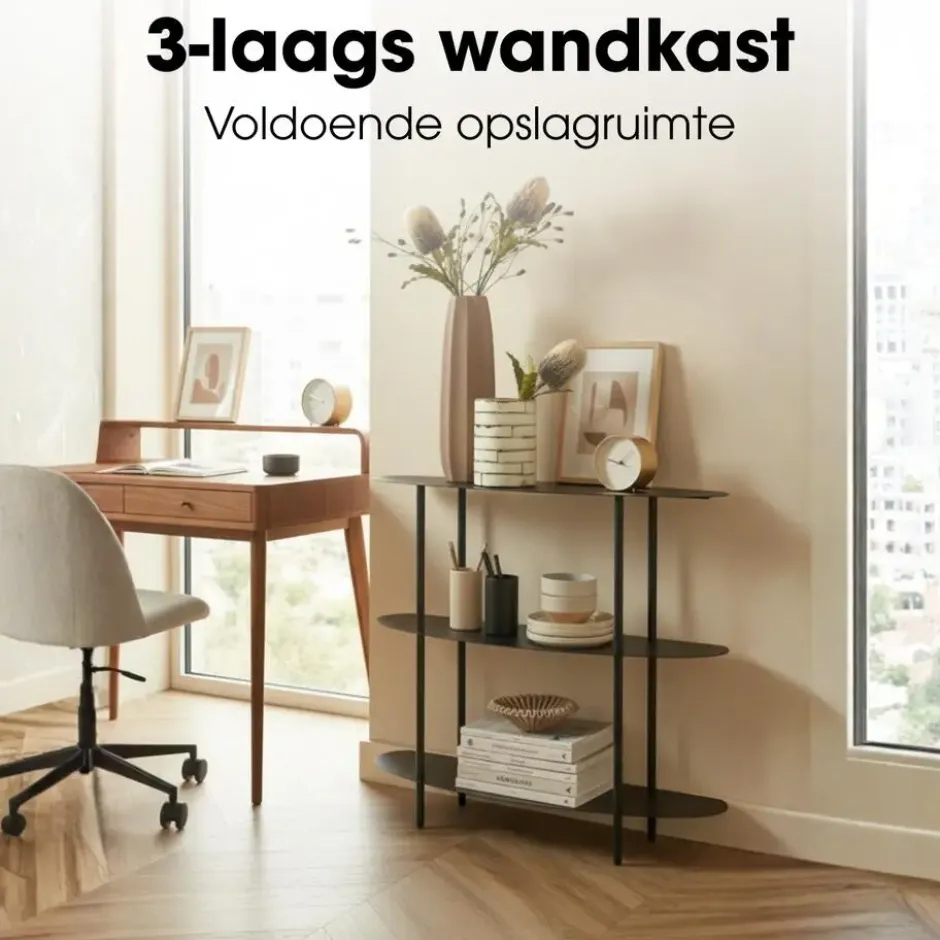 Mica Decorations Wandrek – 90 x 28 x 81 cm – Zwart