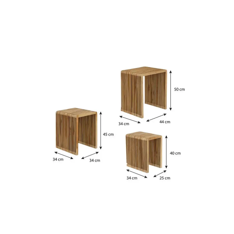 Mica Decorations Yonker Plantentafel - Set van 3 - Bruin