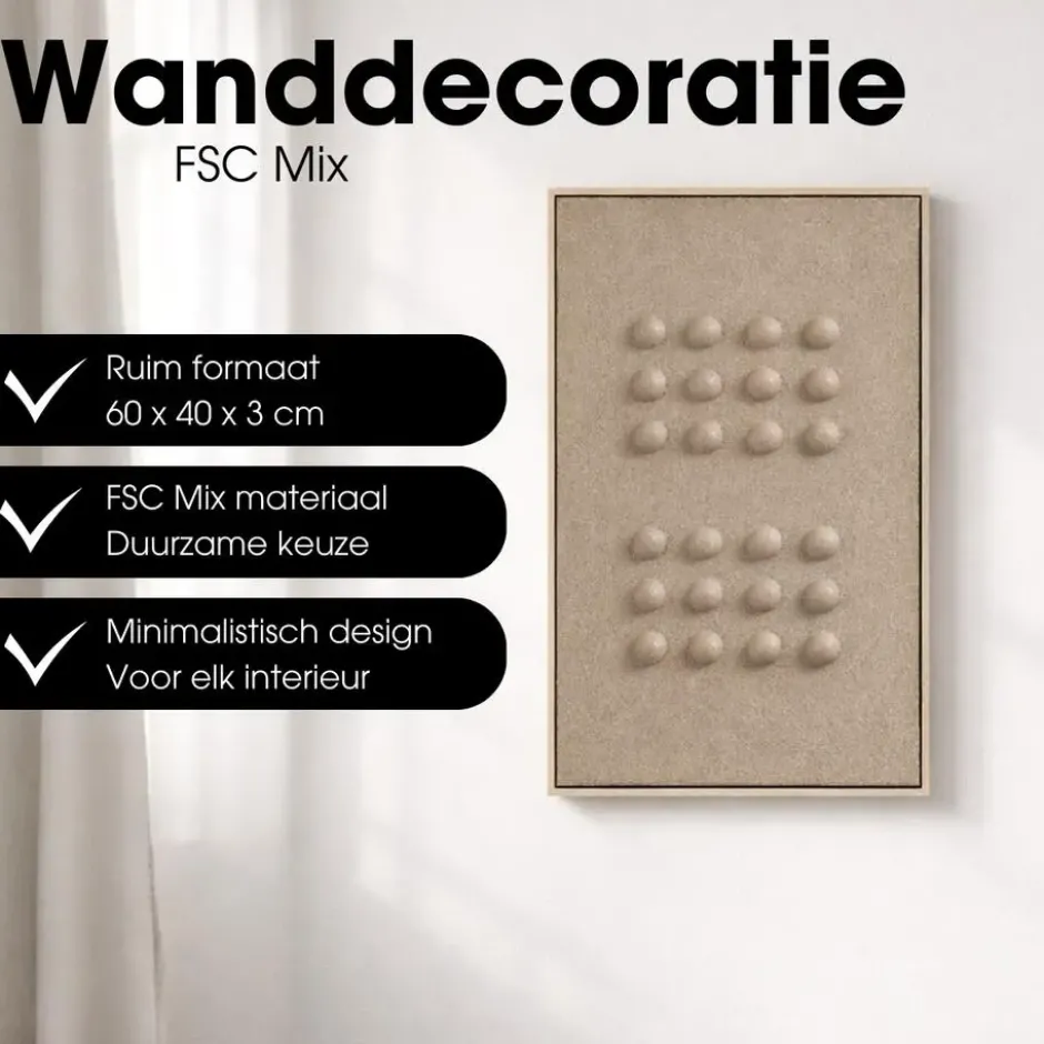 Mica Wanddecoratie Donkerbruin 60x40 cm