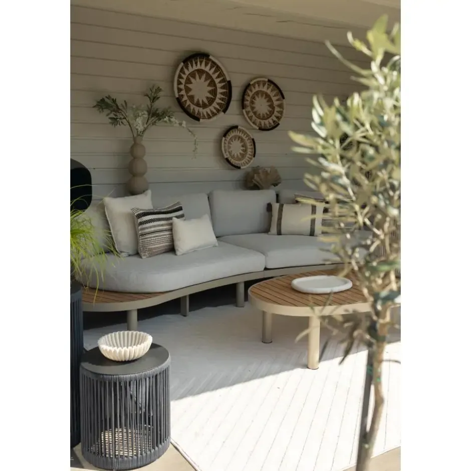Mira organische platform loungeset + loungestoel - Teak/Latte