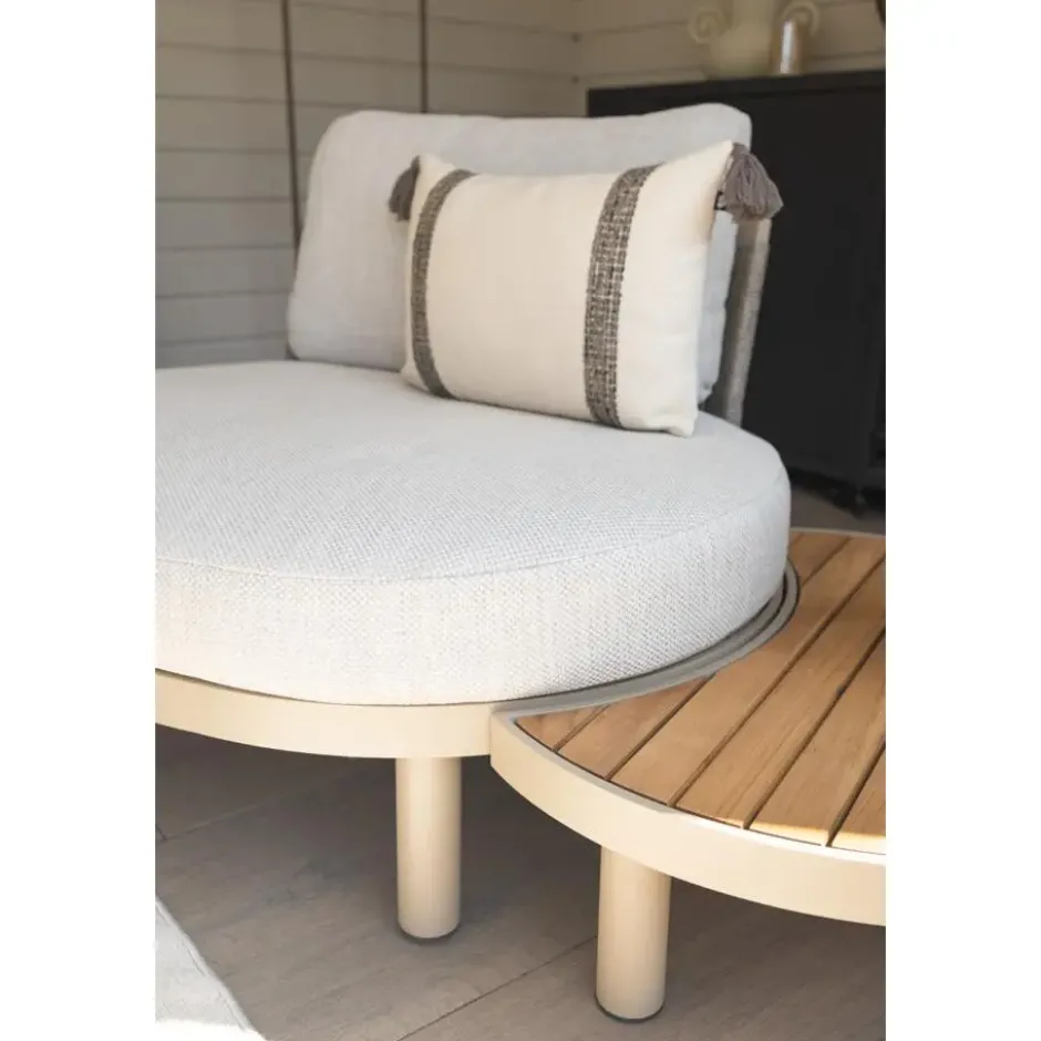 Mira organische platform loungeset + loungestoel - Teak/Latte