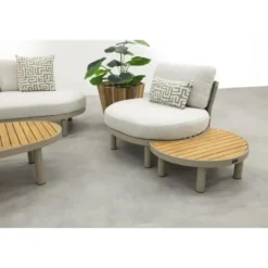 Mira organische platform loungeset + loungestoel - Teak/Latte