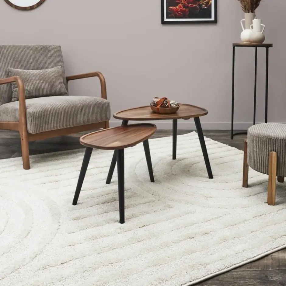MISOU Bijzettafel Set van 2 GAIA- Bruin