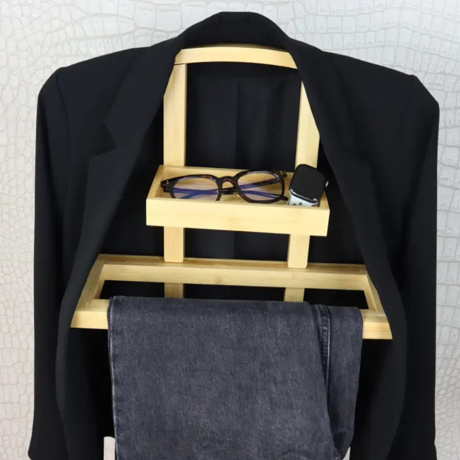 MISOU Dressboy Kledingstandaard Kledinghouder Bamboe Hout 44.8x22.2x114.2 cm