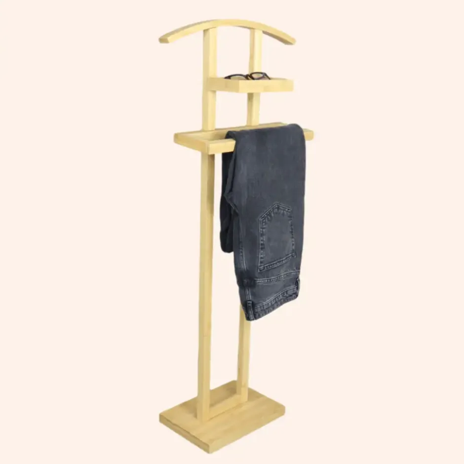 MISOU Dressboy Kledingstandaard Kledinghouder Bamboe Hout 44.8x22.2x114.2 cm