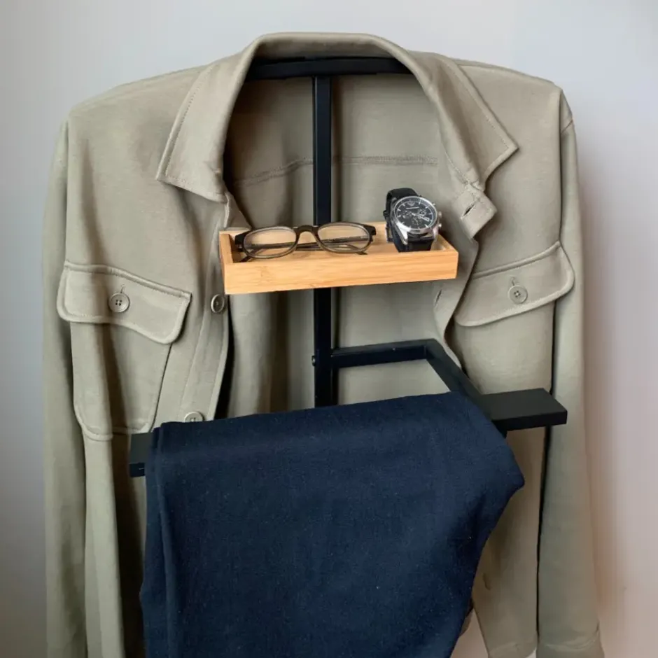 MISOU Dressboy Kledingstandaard Kledinghouder Zwart 114 cm Bamboe en metaal