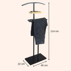 MISOU Dressboy Kledingstandaard Kledinghouder Zwart 114 cm Bamboe en metaal
