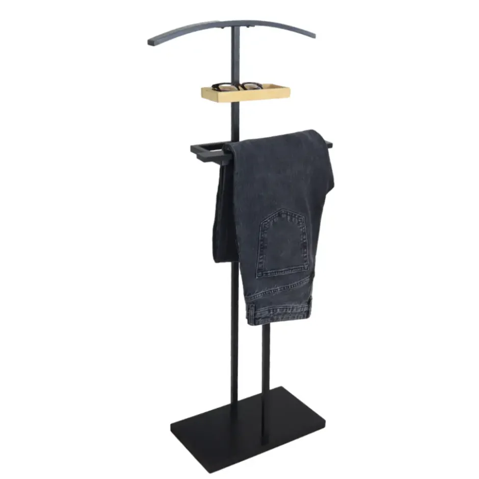 MISOU Dressboy Kledingstandaard Kledinghouder Zwart 114 cm Bamboe en metaal