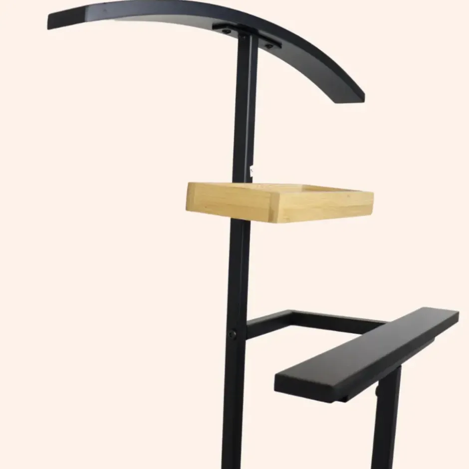 MISOU Dressboy Kledingstandaard Kledinghouder Zwart 114 cm Bamboe en metaal