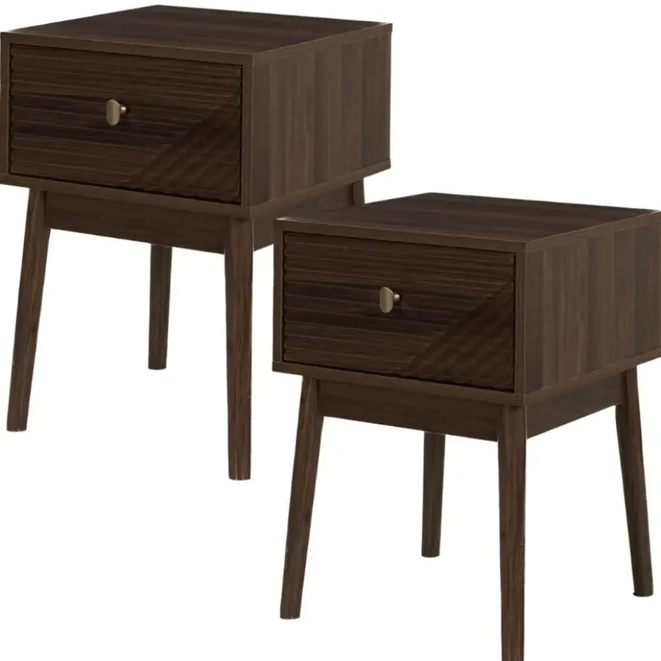MISOU Nachtkastje Tiffany Set van 2 - Bruin