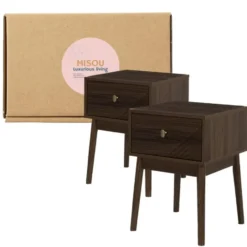 MISOU Nachtkastje Tiffany Set van 2 - Bruin