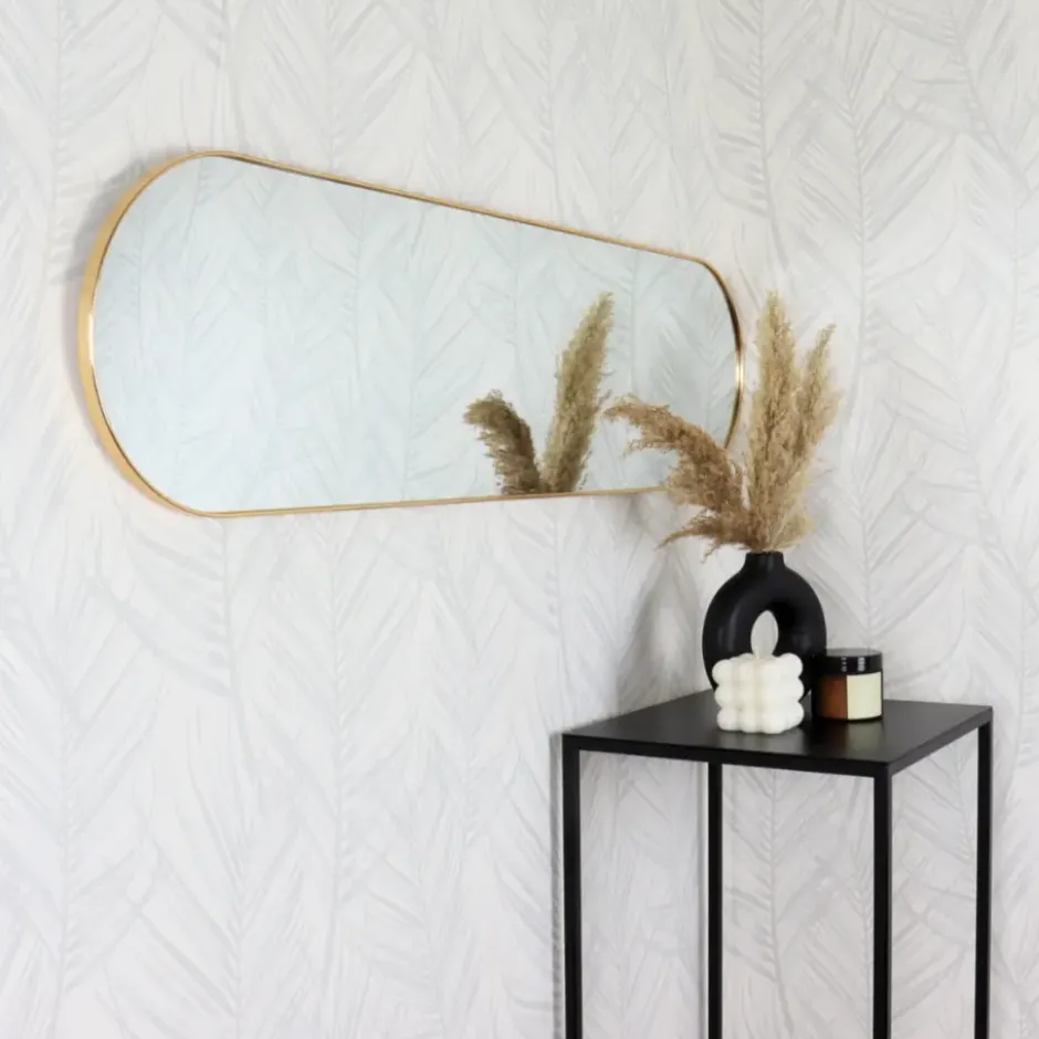 MISOU Spiegel Passpiegel Goud Ovaal Hangend 115cm Glas Spiegels