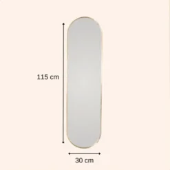 MISOU Spiegel Passpiegel Goud Ovaal Hangend 115cm Glas Spiegels
