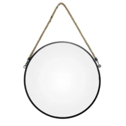 MISOU Spiegel Rond met Touw Zwart Spiegels 37cm Wandspiegel