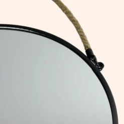 MISOU Spiegel Rond met Touw Zwart Spiegels 37cm Wandspiegel