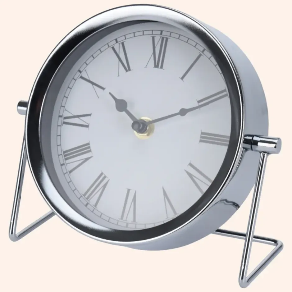 MISOUTafelklok Zilver Metaal 16 cm Klokken Binnen Decoratieve Accessoires