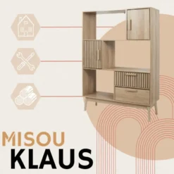 MISOU Wandkast 5 Vakken Klaus - Bruin