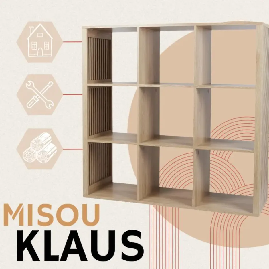 MISOU Wandkast 9 Vakken Klaus - Bruin