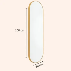 MISOU Wandspiegel Passpiegel Ovaal Goud Spiegel 100x30cm